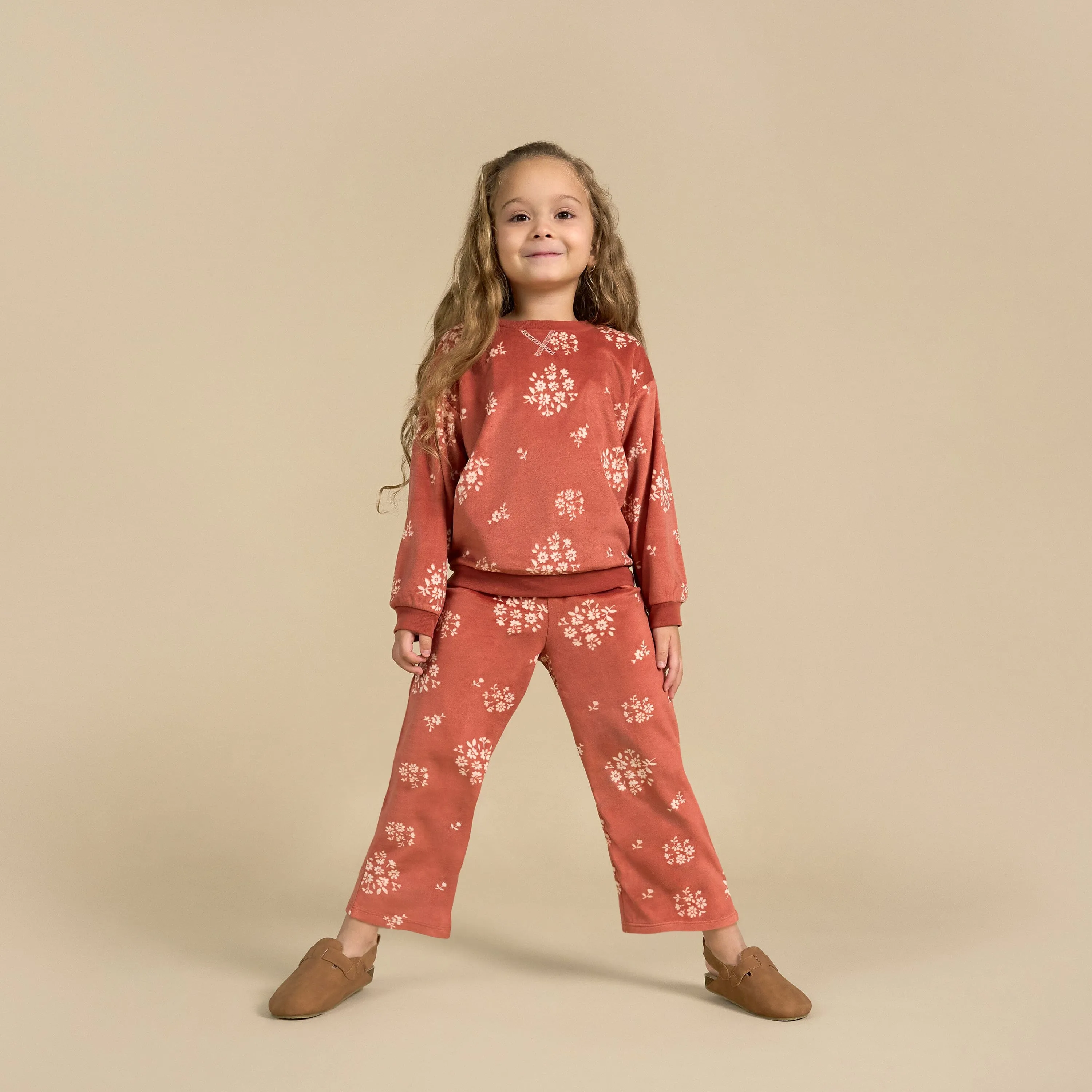 2-Piece Infant & Toddler Girls Red Bouquet Fleece Pajama Set