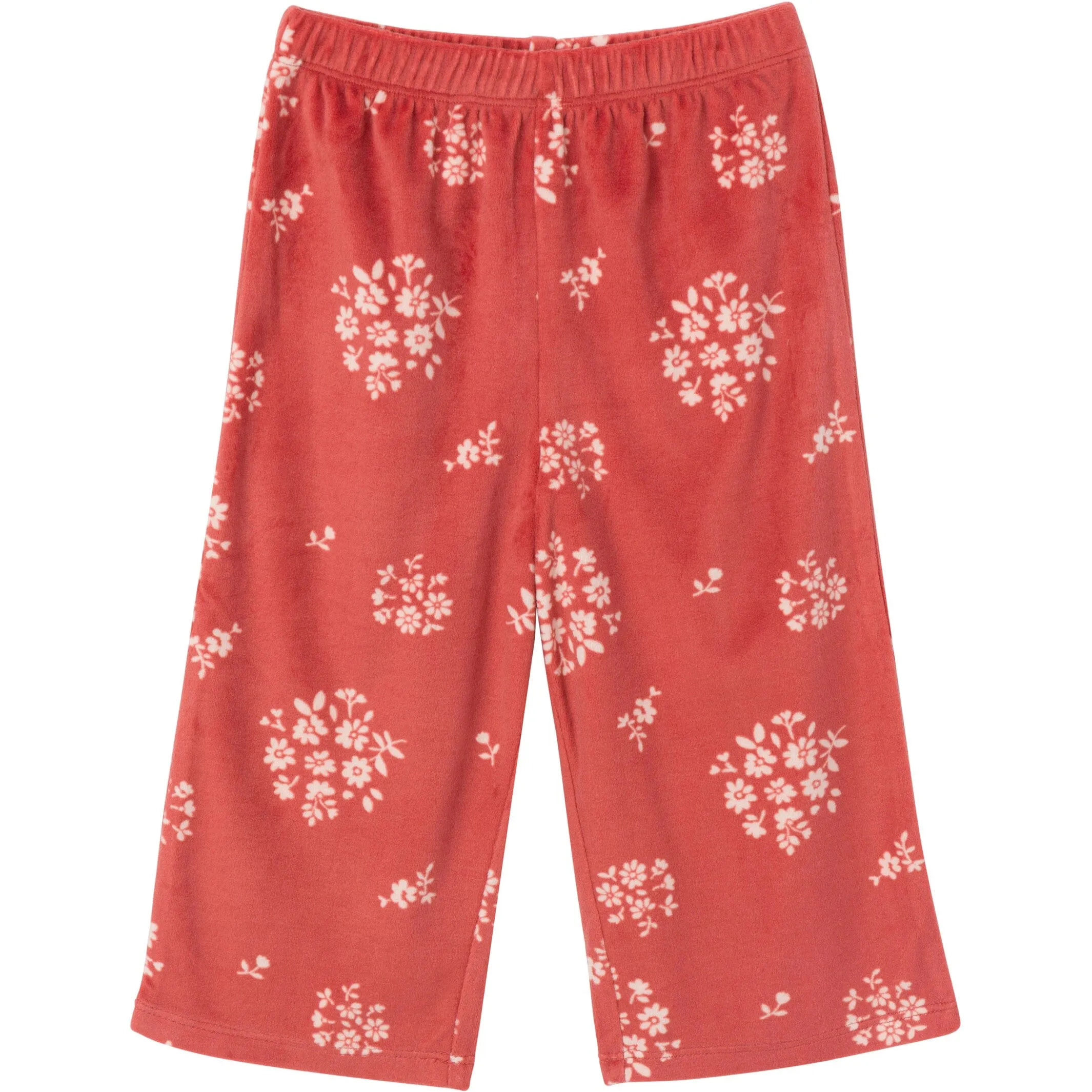 2-Piece Infant & Toddler Girls Red Bouquet Fleece Pajama Set