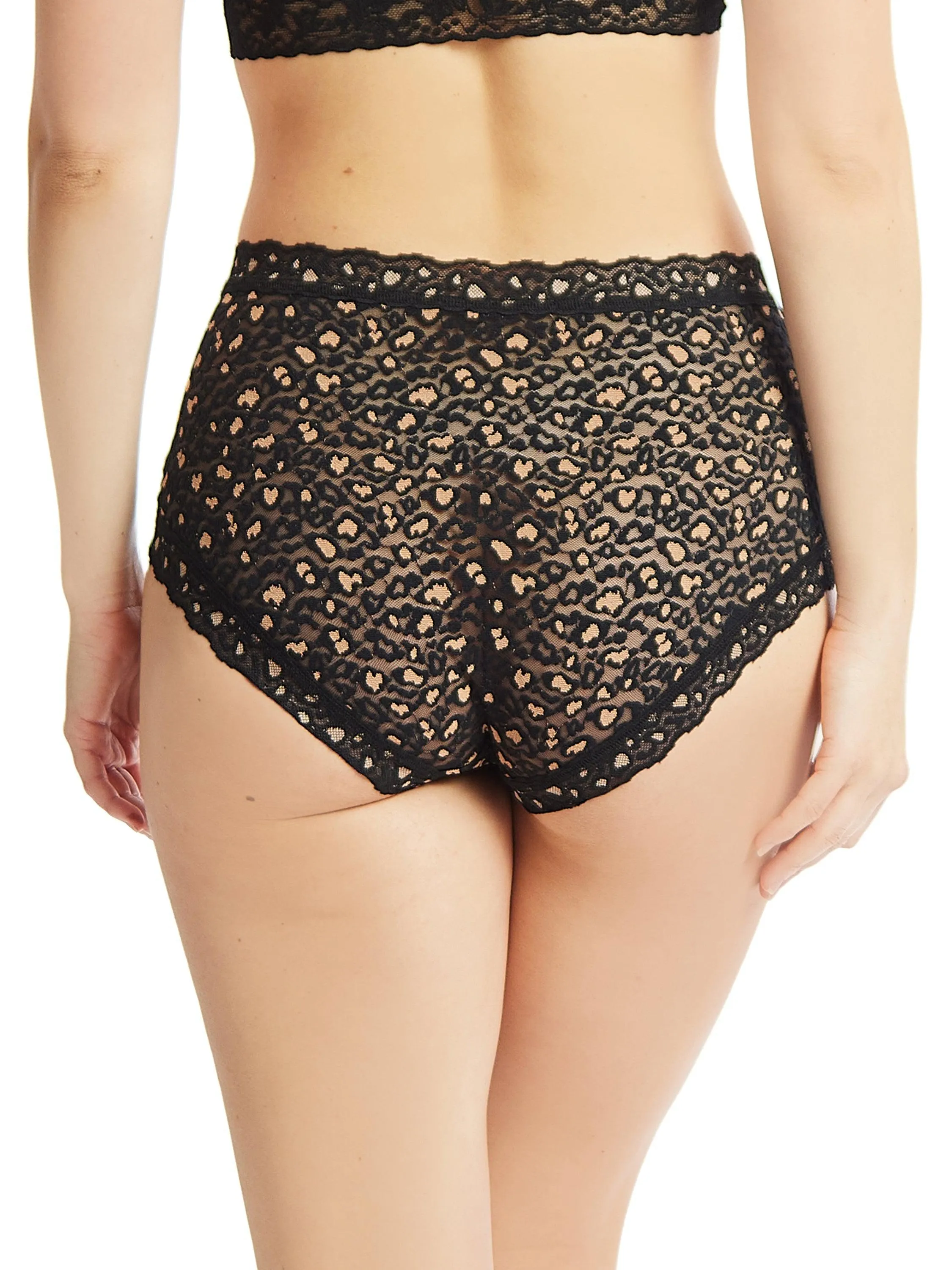 Cross-Dyed Leopard High Rise Boyshort Black