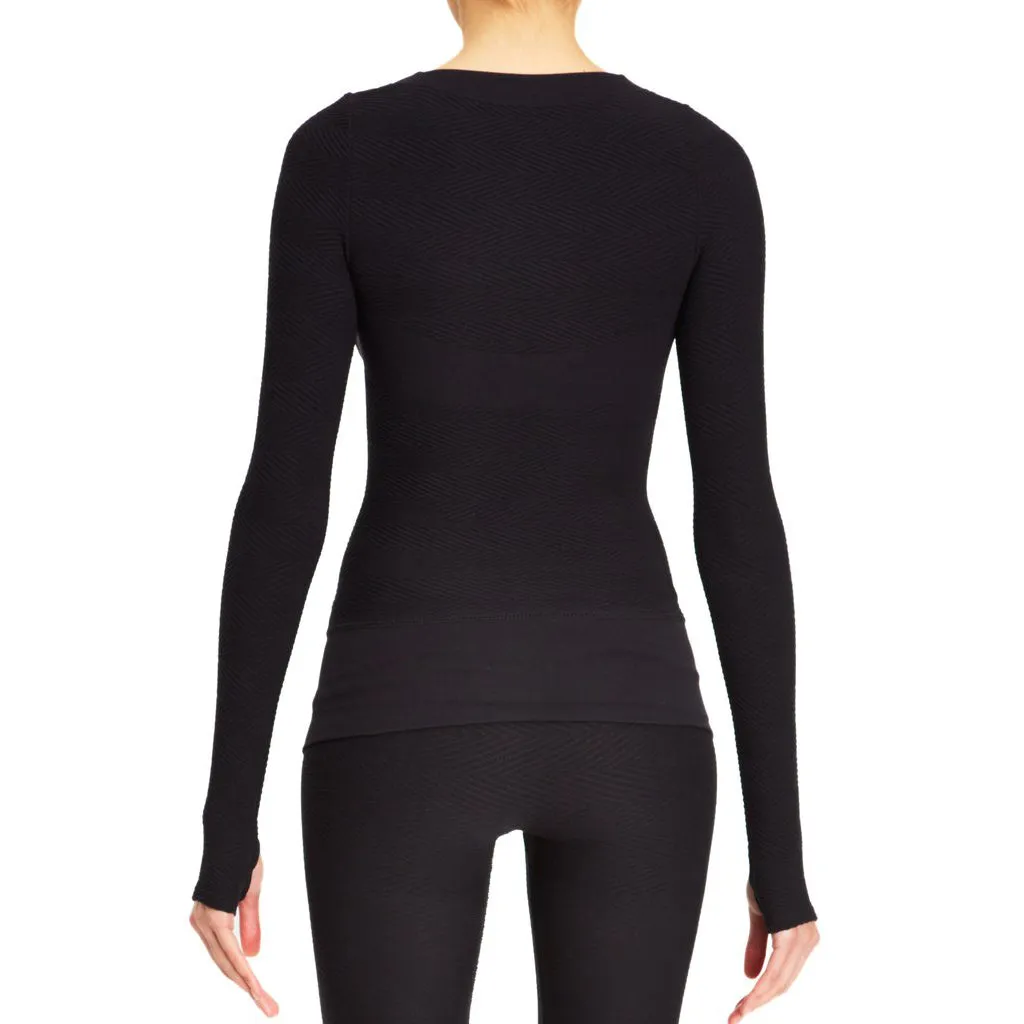 Herringbone Seamless Long Sleeve Top- High Compression