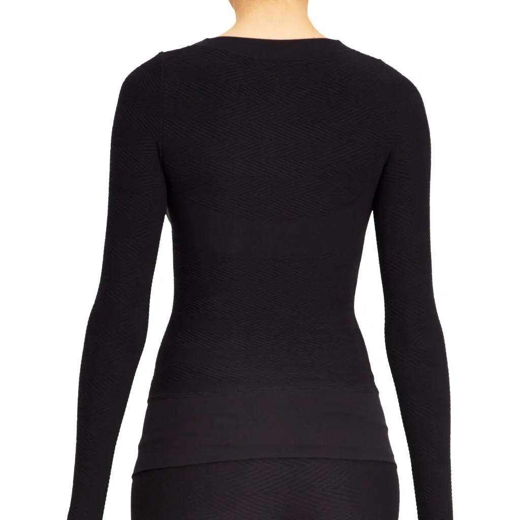 Herringbone Seamless Long Sleeve Top- High Compression