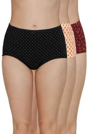 Inner Elastic Print High Rise Full Brief Panties (Pack of 3)