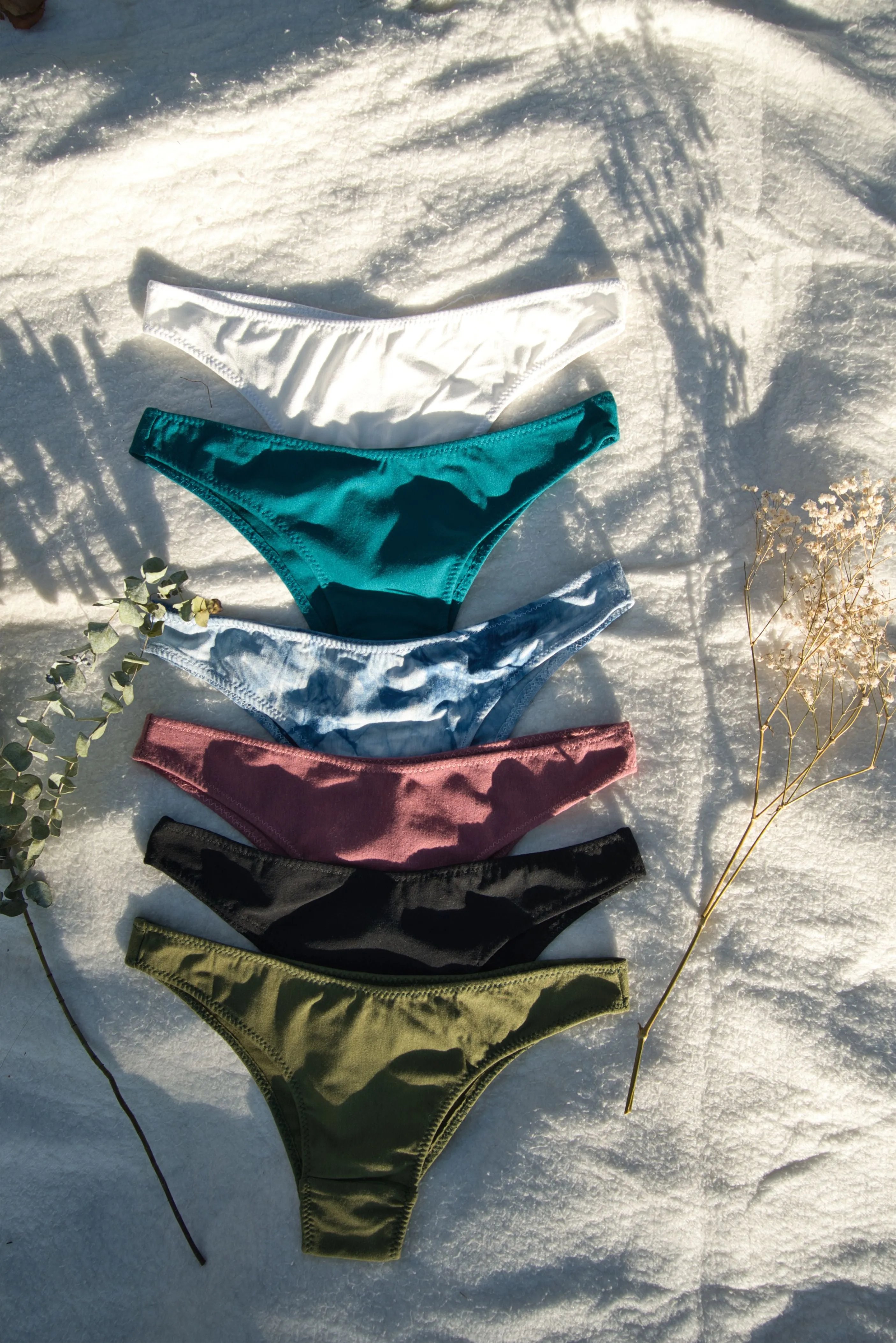 Ocean 6 Pack Hemp, Organic Cotton and Bamboo Tanga Cheeky Panties