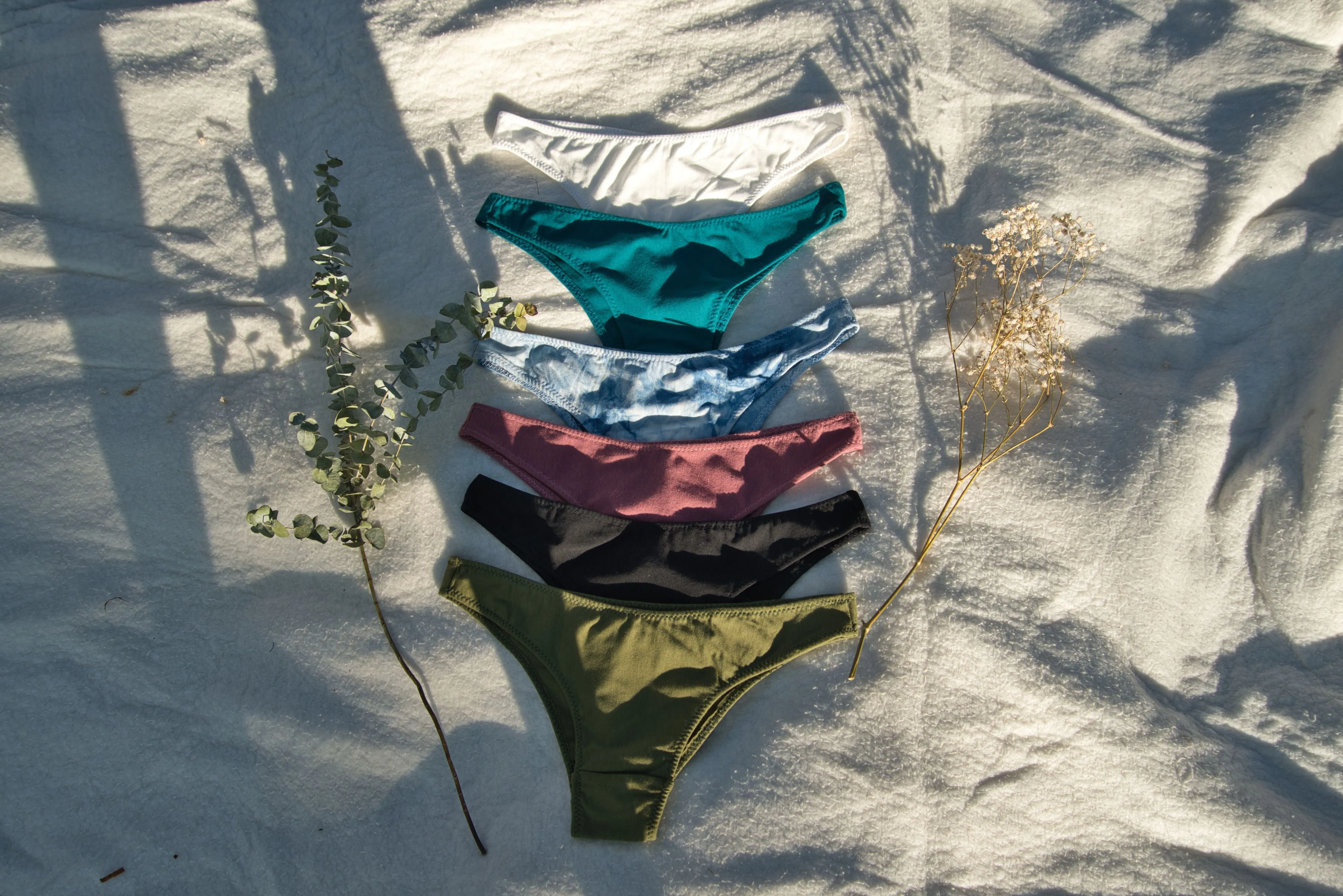 Ocean 6 Pack Hemp, Organic Cotton and Bamboo Tanga Cheeky Panties