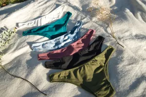 Ocean 6 Pack Hemp, Organic Cotton and Bamboo Tanga Cheeky Panties