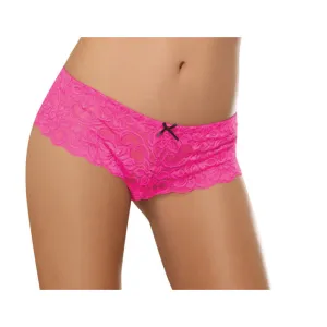 Open Crotch Lace Boy Short - 3x4x - Hot Pink