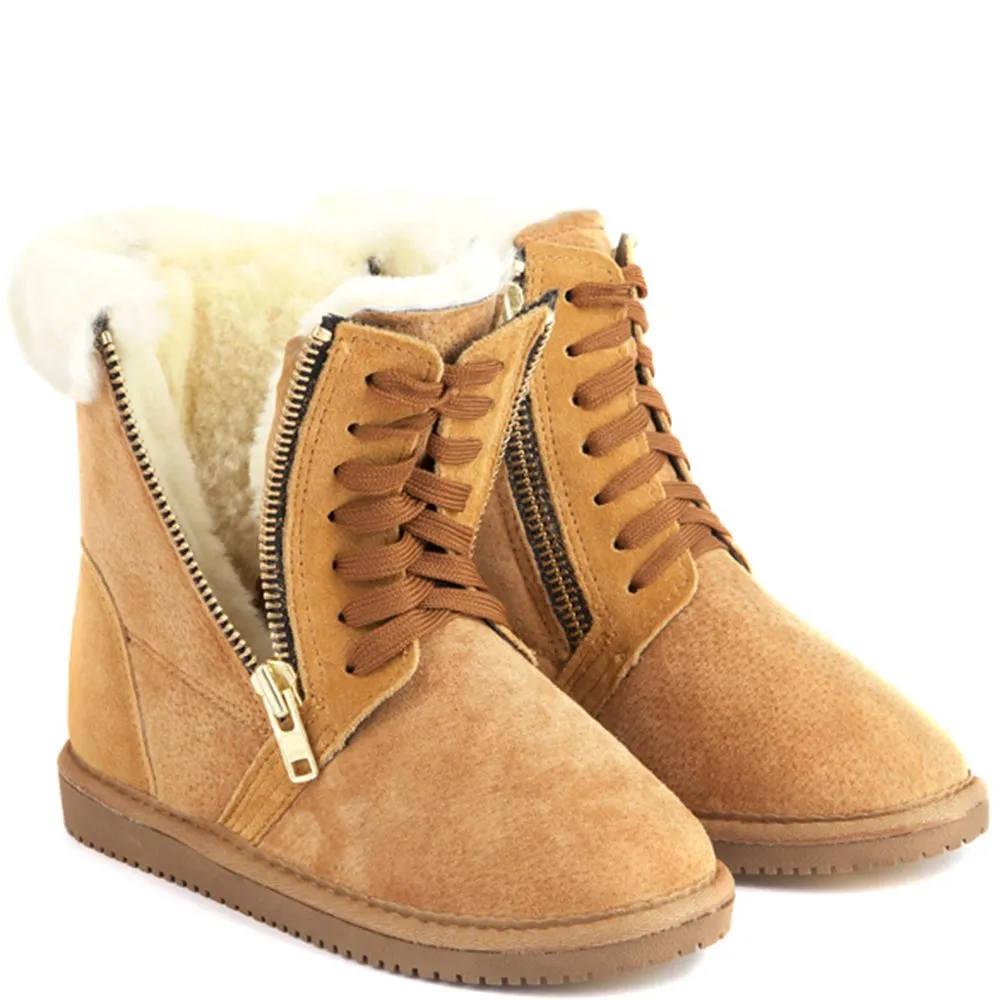 Original UGG Australia Zipper Chestnut Lace Up Boots