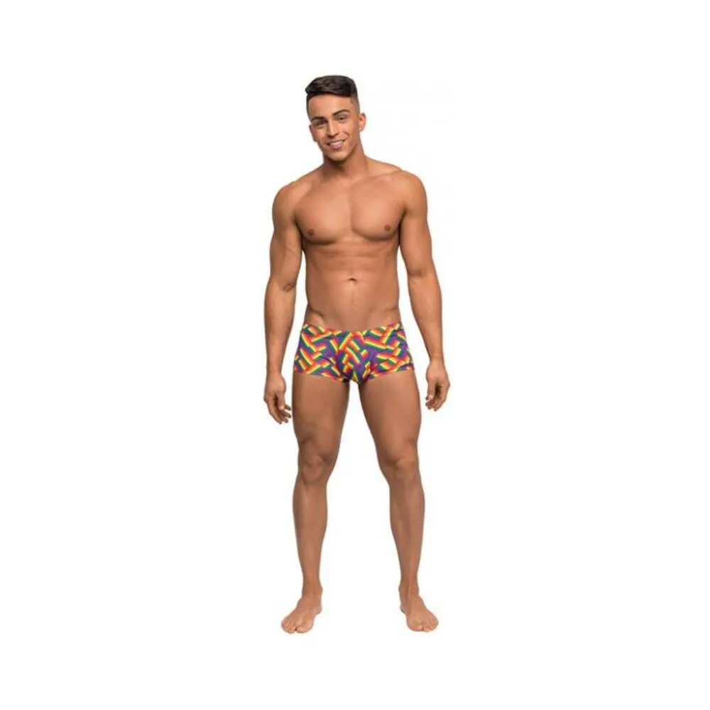 Pride Fest Contoured Pouch Mini Shorts Rainbow Lg