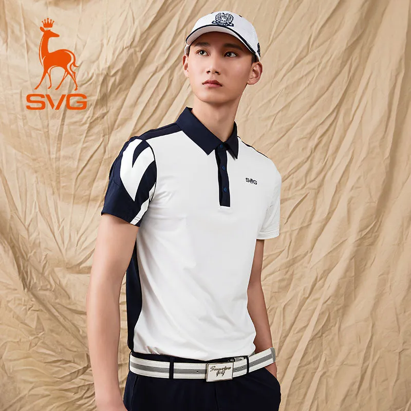 SVG Men's Contrast Color Short Sleeve Lapel Polo Shirt